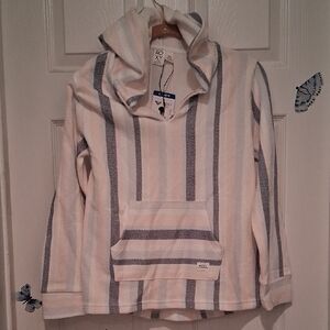 Roxy Kids Hoodie - Cream and Gray Stripes